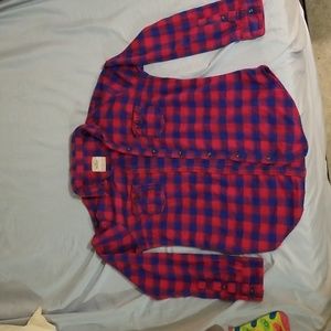 Woman's Large Hollister red & blue checkered flannel